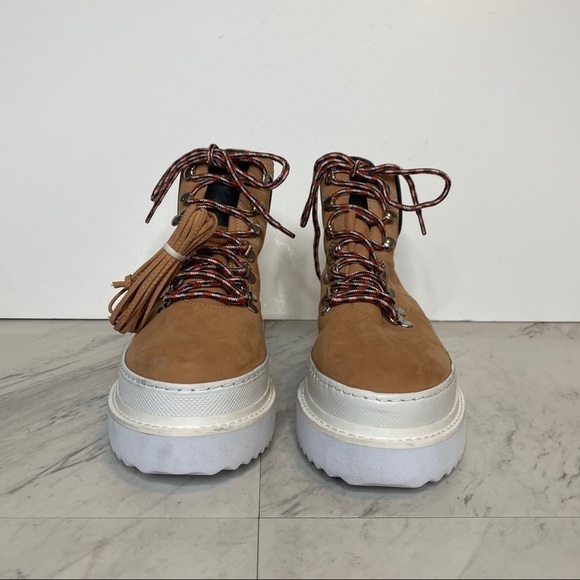 New! Schutz Marlua Platform Lace Up Tan White Boot 8B - Picture 2 of 15